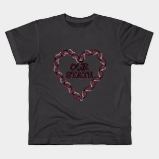 Our State Heart Wreath - Maroon, Black, & White Kids T-Shirt